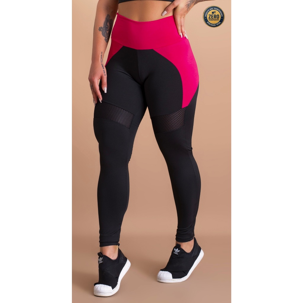 Calça Feminina Legging Fitness Cintura Alta Com Recorte na Cintura ZERO TRANSPARÊNCIA