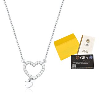 Colar Moissanite de Prata 925 Coração Vazado Cravejado