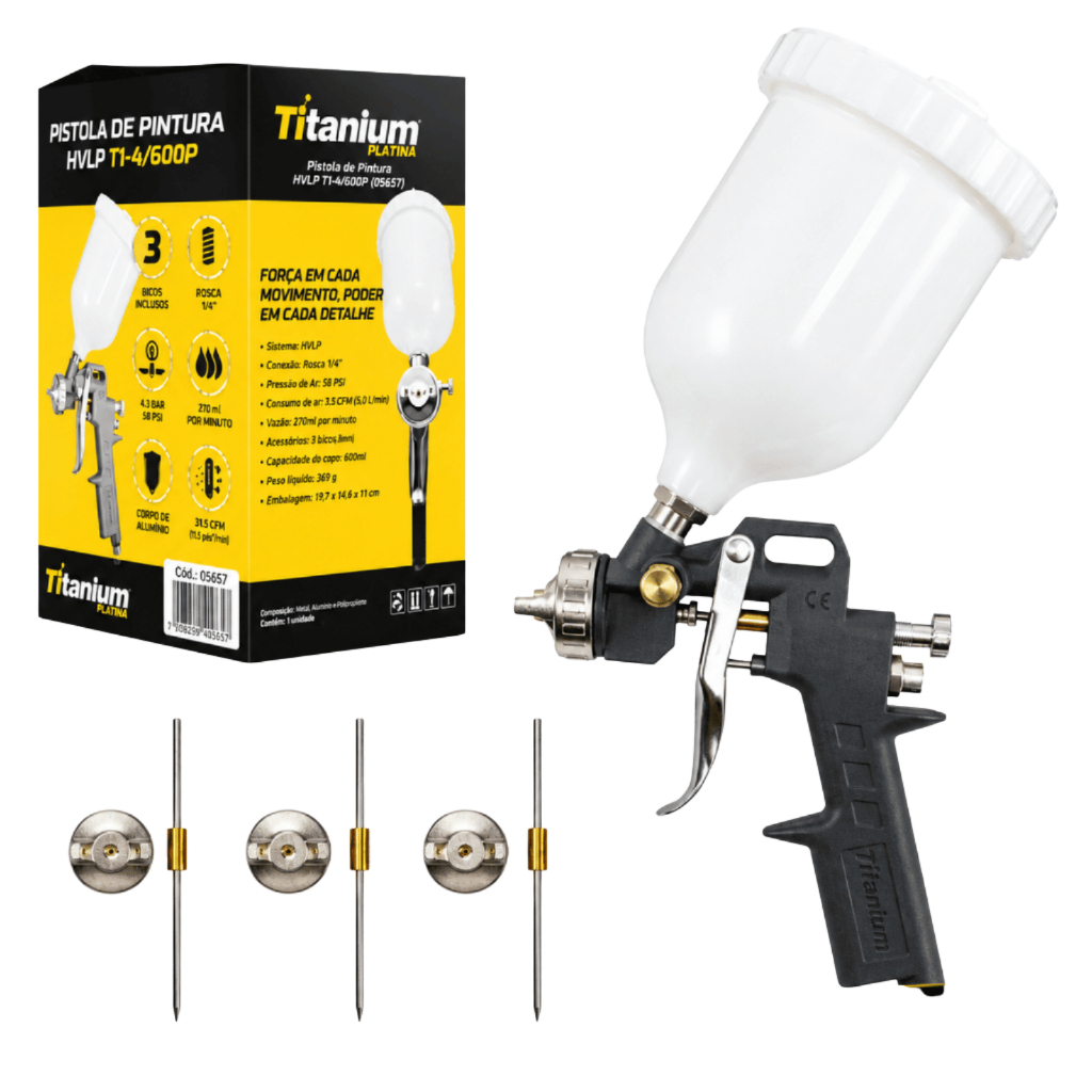 Kit Pistola de Pintura Automotiva Profissional HVLP 3 Bicos 1,2 1,5 1,8mm Gravid