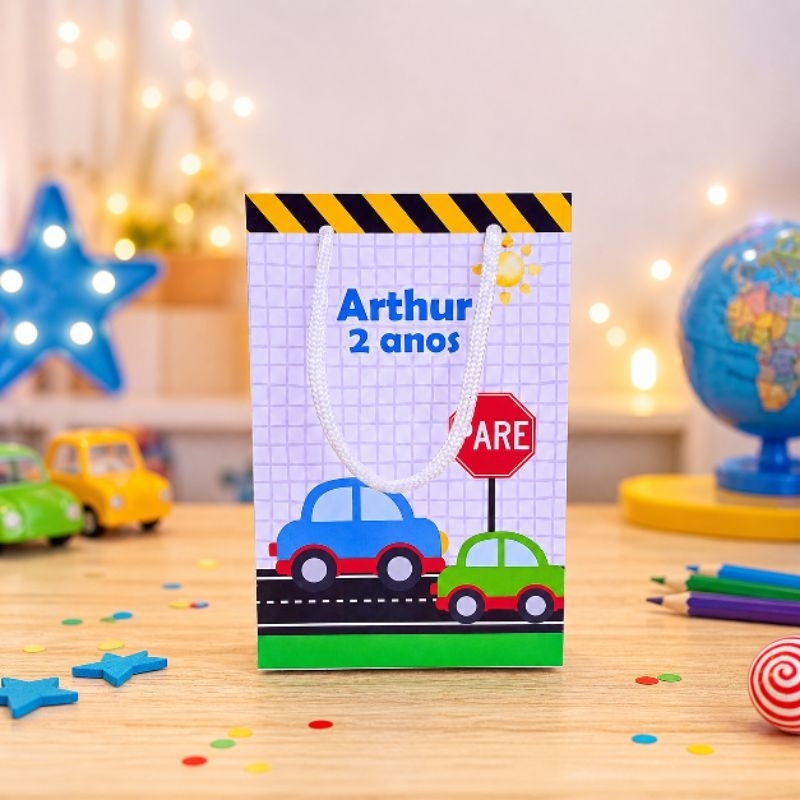 Sacolinha Personalizada Carros - Carrinhos - Lembrancinha - Festa Infantil - Aniversário / DESMONTADO