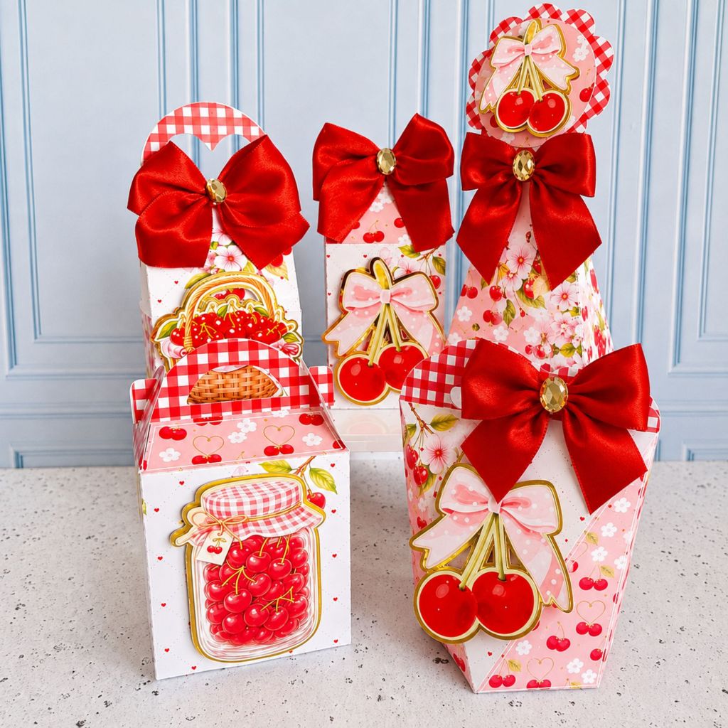 Kit Personalizado Cerejinha C/ APLIQUE Lembrancinhas Festa Infantil | Caixas Personalizadas | Pegue e Monte