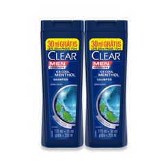 Kit 2un Shampoo Clear Men Anticaspa Ice Cool Menthol Com 200ml