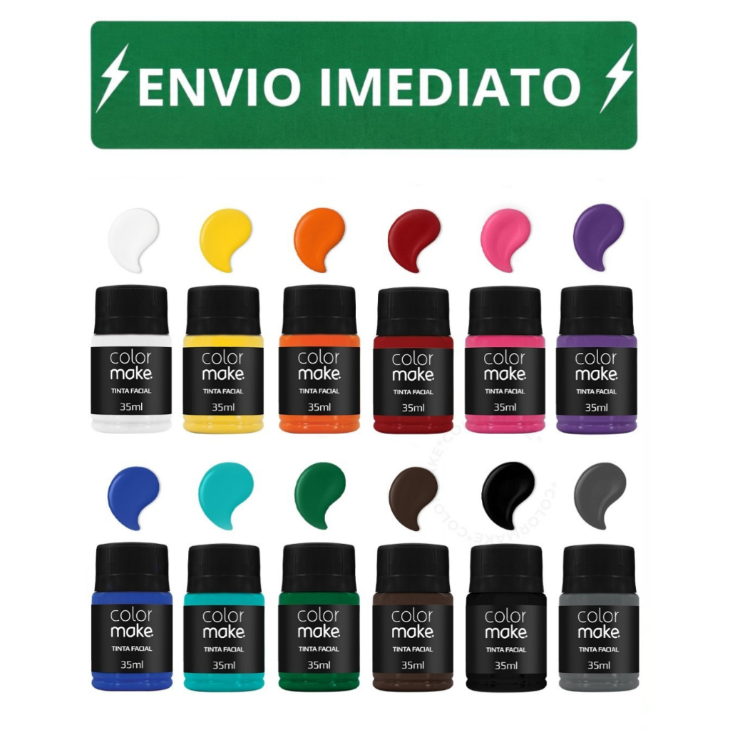 Tinta facial 35ml Colormake Maquiagem artística Escola Halloween Circo