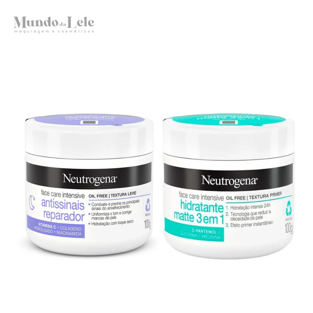 Kit Creme Facial Neutrogena Hidratante + Antissinais Noturno 100g - 2 Itens