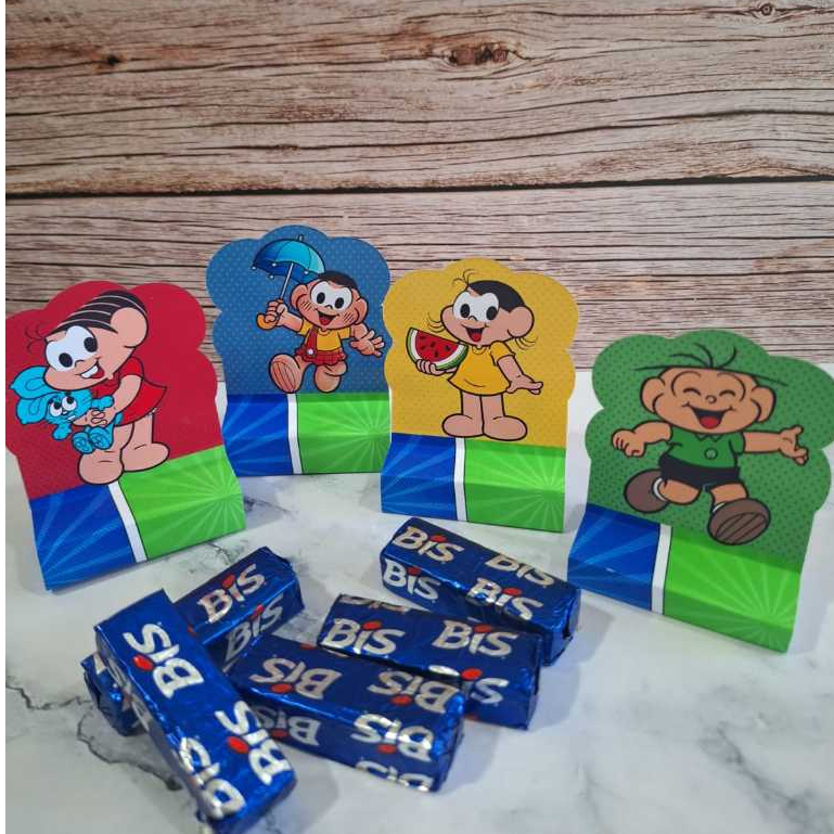 20 PORTA BIS DUPLO TURMA DA MÔNICA PERSONALIZADO/LEMBRANCINHA ANIVERSÁRIO INFANTIL/KIT FESTA/PORTA CHOCOLATE BIS