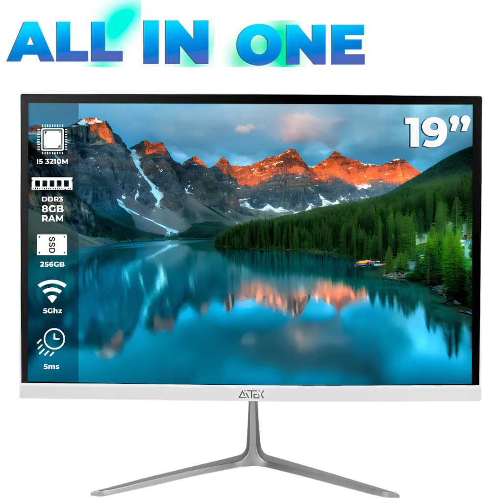 PC All-In-One Intel Core i5 8GB RAM SSD 256GB Tela 19" WiFi HDMI Para Escritório Casa Estudo