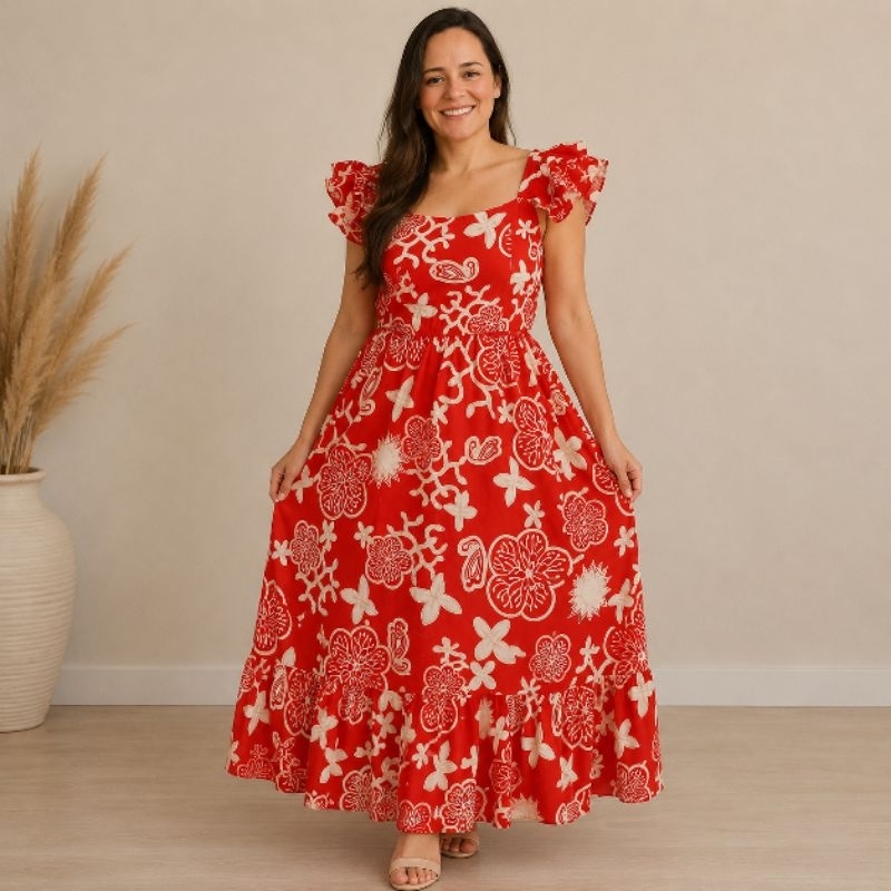 Vestido Longuete Feminino Estampado Duna Casual Confortável Moda Elegante Tendência
