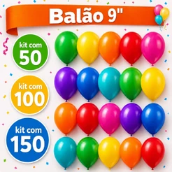 Kit 150 / 100 / 50 Bexiga Balão Premium Liso Redondo Tamanhos 9 Polegadas Decorativo