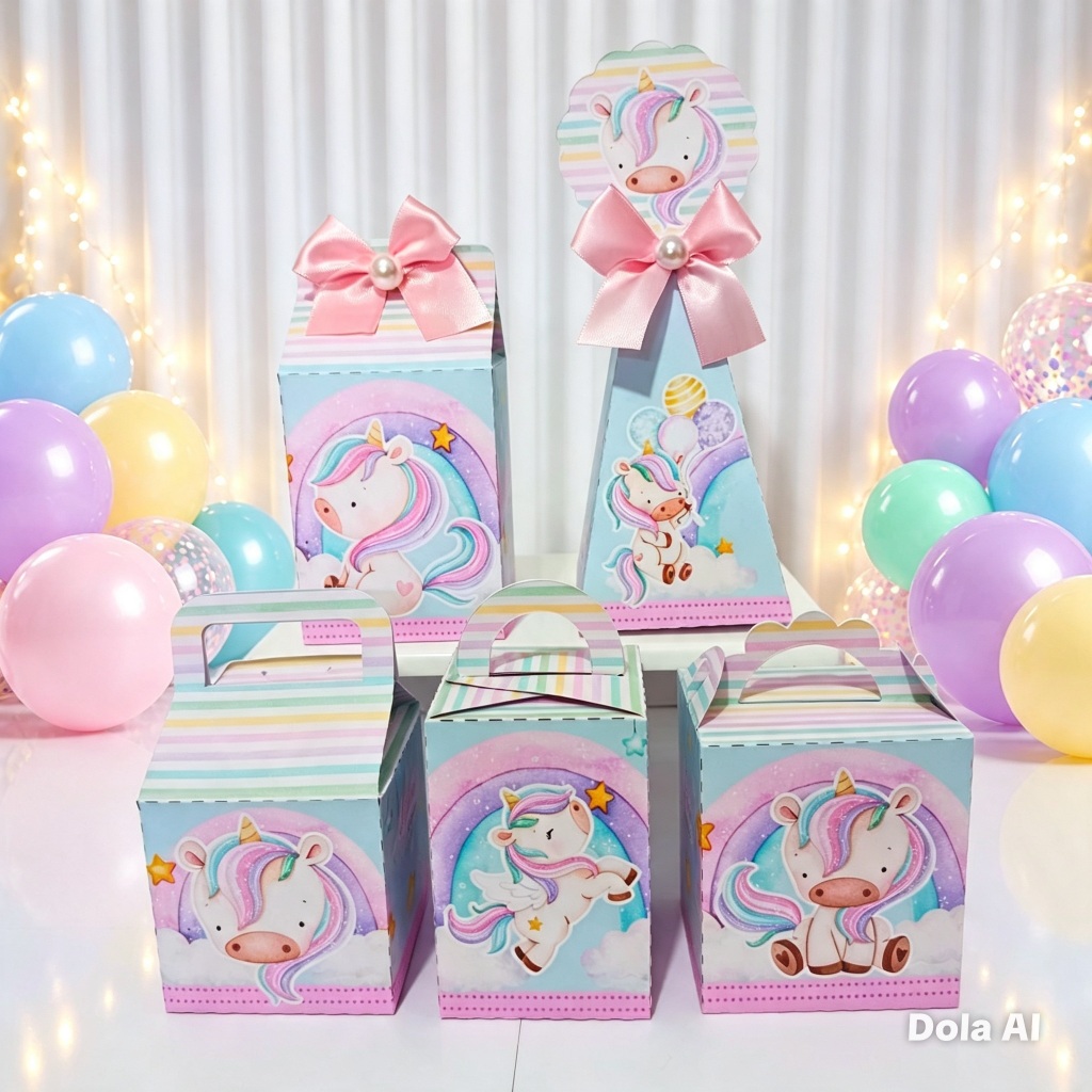 Kit Caixinhas Personalizadas Unicórnio | Festa Infantil | Lembrancinha Aniversário