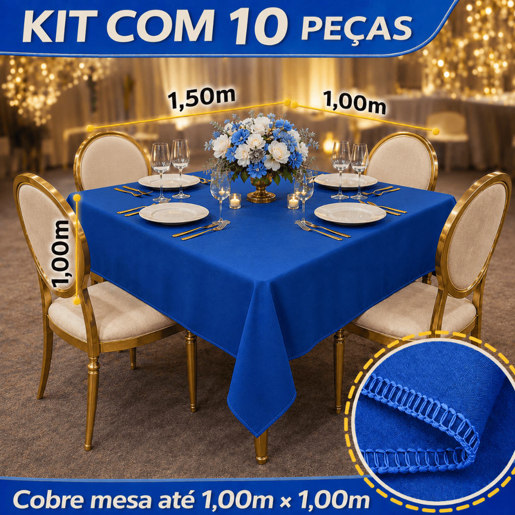 Kit 10 Toalhas Forro De Mesa Oxford 1,0x1,50 Festa Buffet/Decoração - Overlock