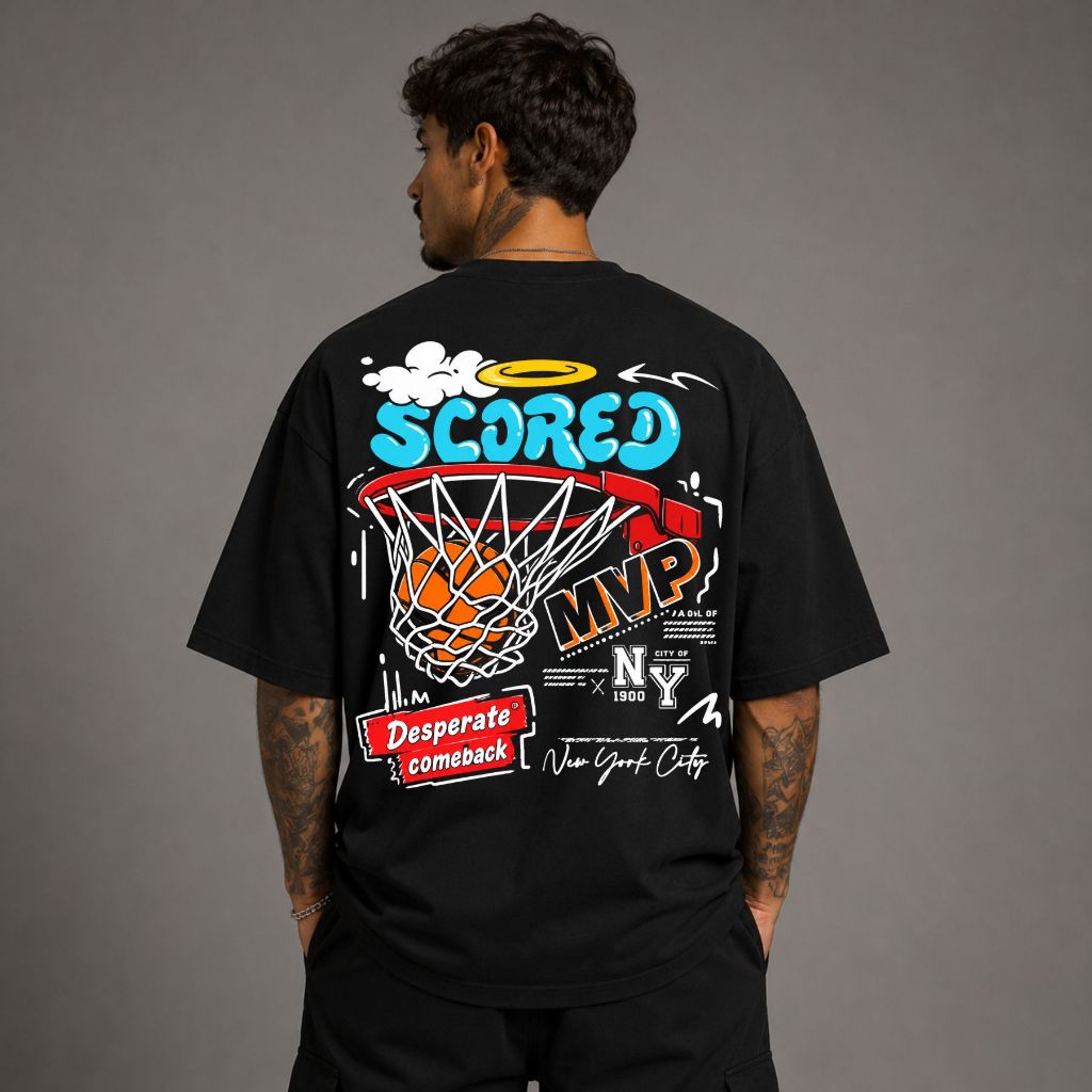 Camiseta Oversized Masculina Streetwear Basquete MVP Estampada 100% Algodão