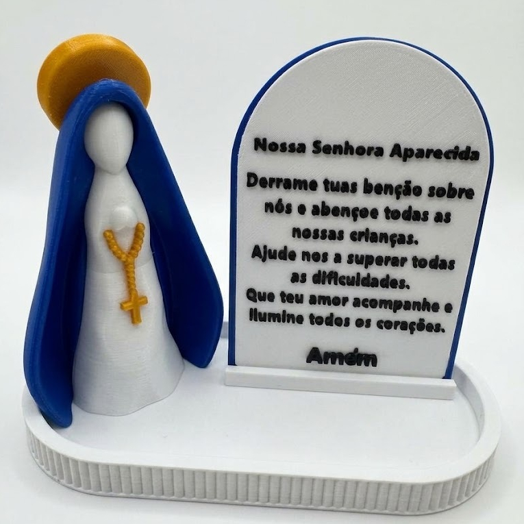 Kit Nossa senhora Aparecida decorativa com bandeja com oração/kit religioso em impressão 3D