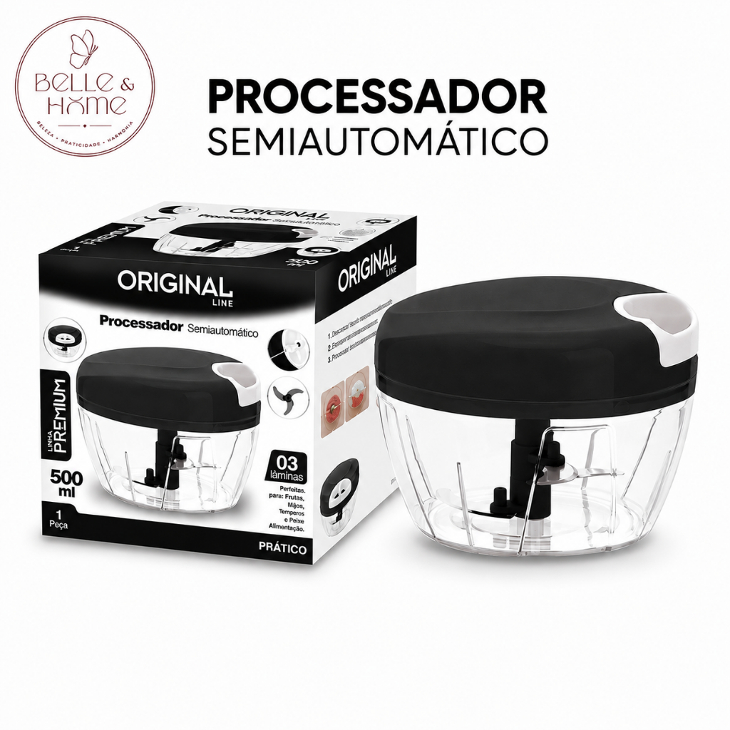 Processador Alimentos Manual 3 Lâminas Portátil Picador Triturador