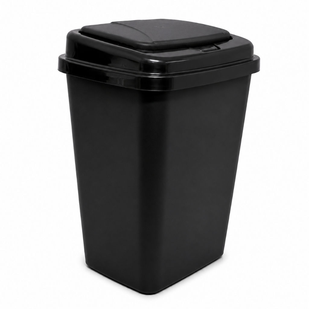 Lixeira 9 Litros Preta Para Banheiro Cozinha Escritório Tampa Click Compacta Moderna e Resistente