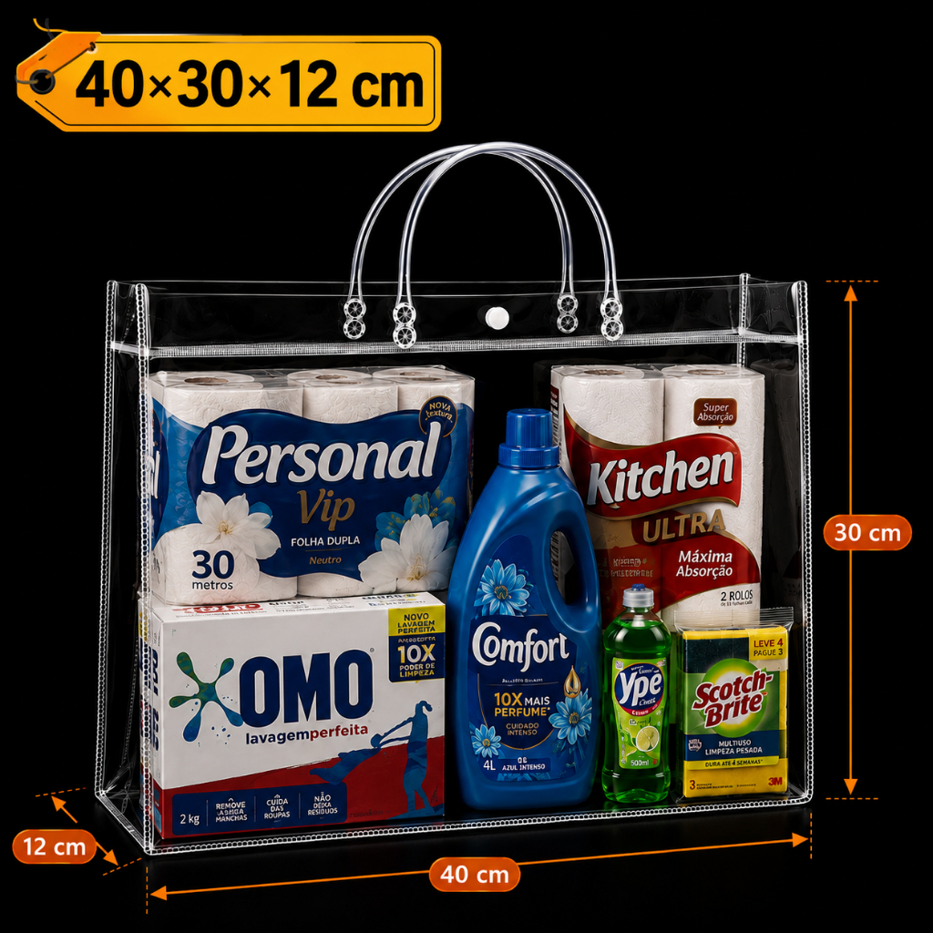 30/40/50 Sacos de Presente em PVC Transparente com Alças Reutilizáveis para Aniversário Casamento e Lembrancinhas — foto 9
