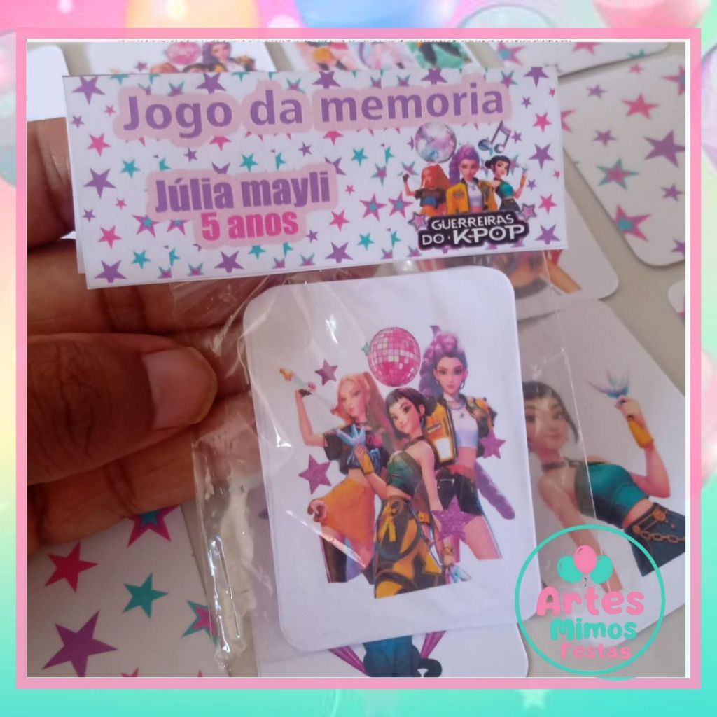 Jogo da Memória Guerreiras do K-POP Personalizado Para Lembrancinha de Festa Infantil Divertida aniversario infantil