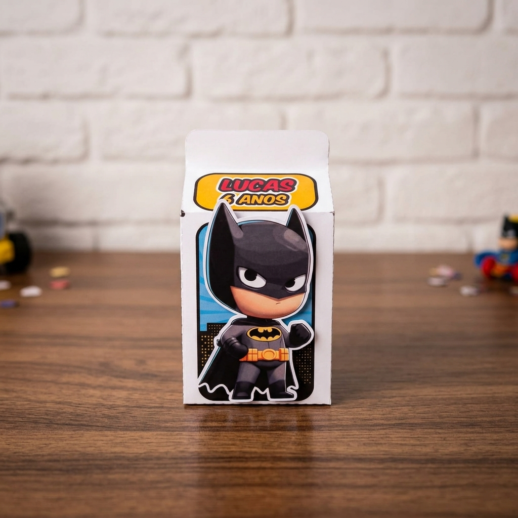 KIT Caixa Milk Super Heróis Personalizada | 5 10 15 20 Unidades | Lembrancinha Festa Infantil | Aplique 3D|PEGUE E MONTE