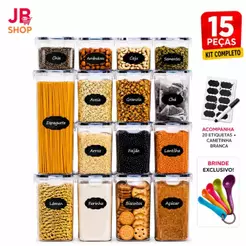 Kit 5, 10 ou 15 Potes Herméticos para Mantimentos Organizadores de Cozinha Tampa Hermética