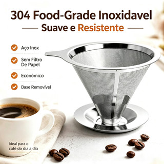 Filtro Coador Inox Reutilizável 102/103/104  Grande Sem Uso De Papel | Café Mais Forte e Sustentável
