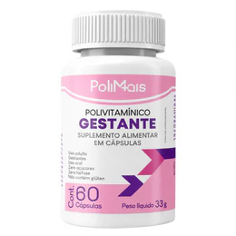 Polivitamínico Gestante PoliMais 60 Cápsulas – Rico em Ácido Fólico