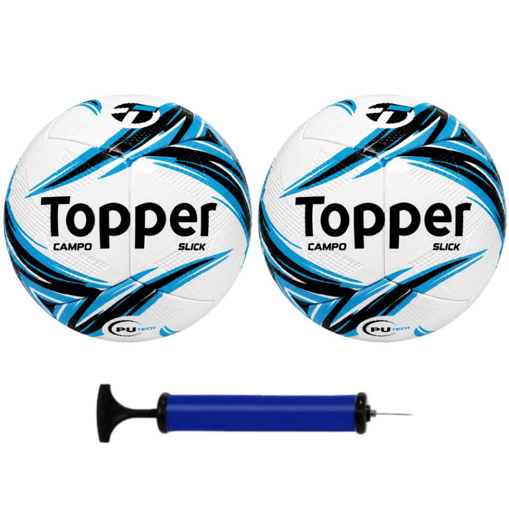Kit 2 Bola Campo Topper + Bomba De Ar