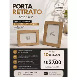 Kit 10 Porta Retrato MDF Cru Para Foto 10x15