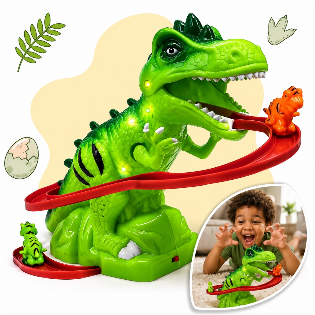Túnel Dinossauro Com Som E Luzes Brinquedo Infantil Pista Escorregador Brinquedo Educativo Kizumba