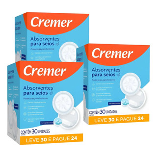 Kit 3 Caixas De Absorvente Para Seio Cremer Toque Suave Gel absorvente Antivazamento Anatomico Respiravel p/ amamentação