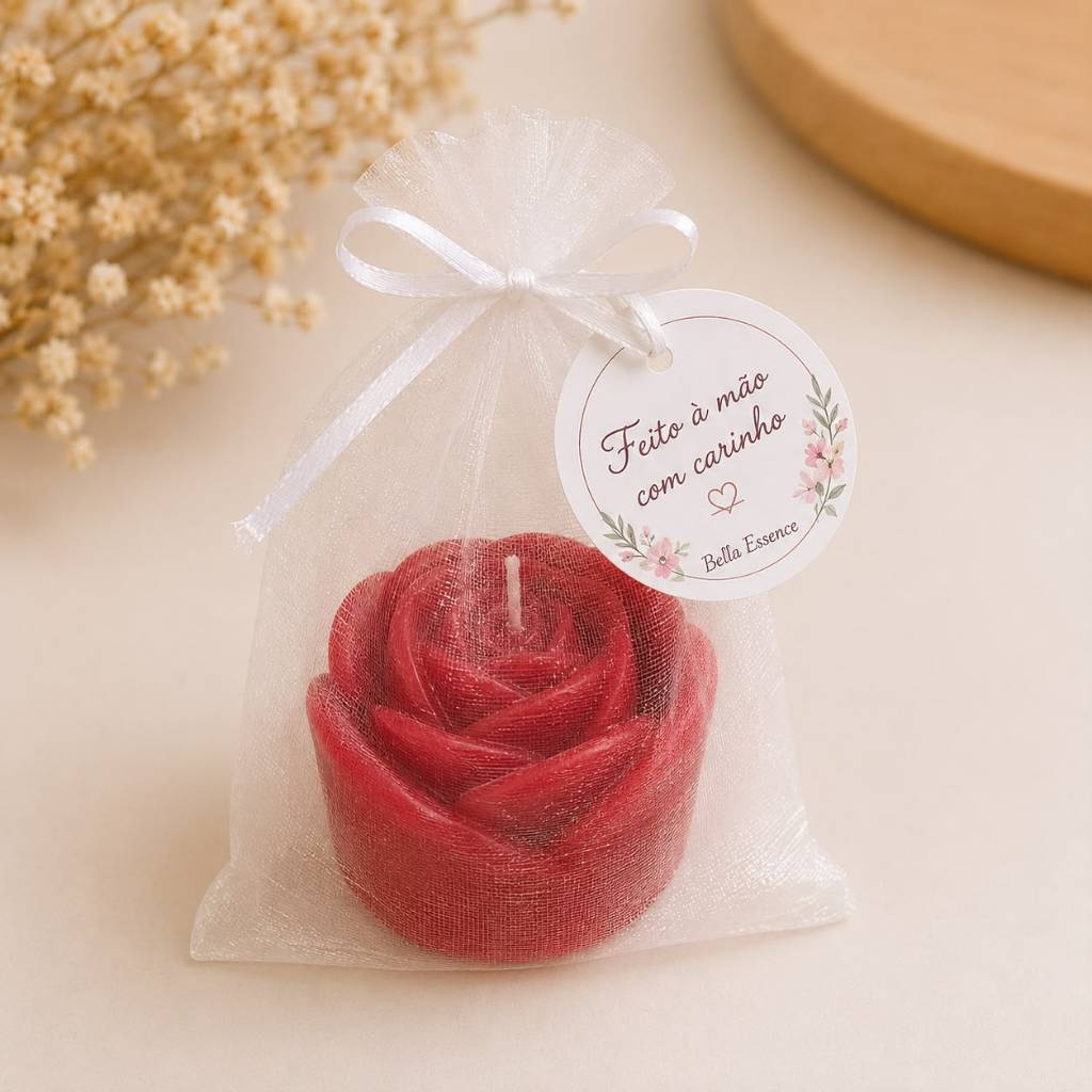Kit Velas Aromáticas Rosa – Lembrancinha Personalizada para Casamento, Aniversário, Batizado e Eventos