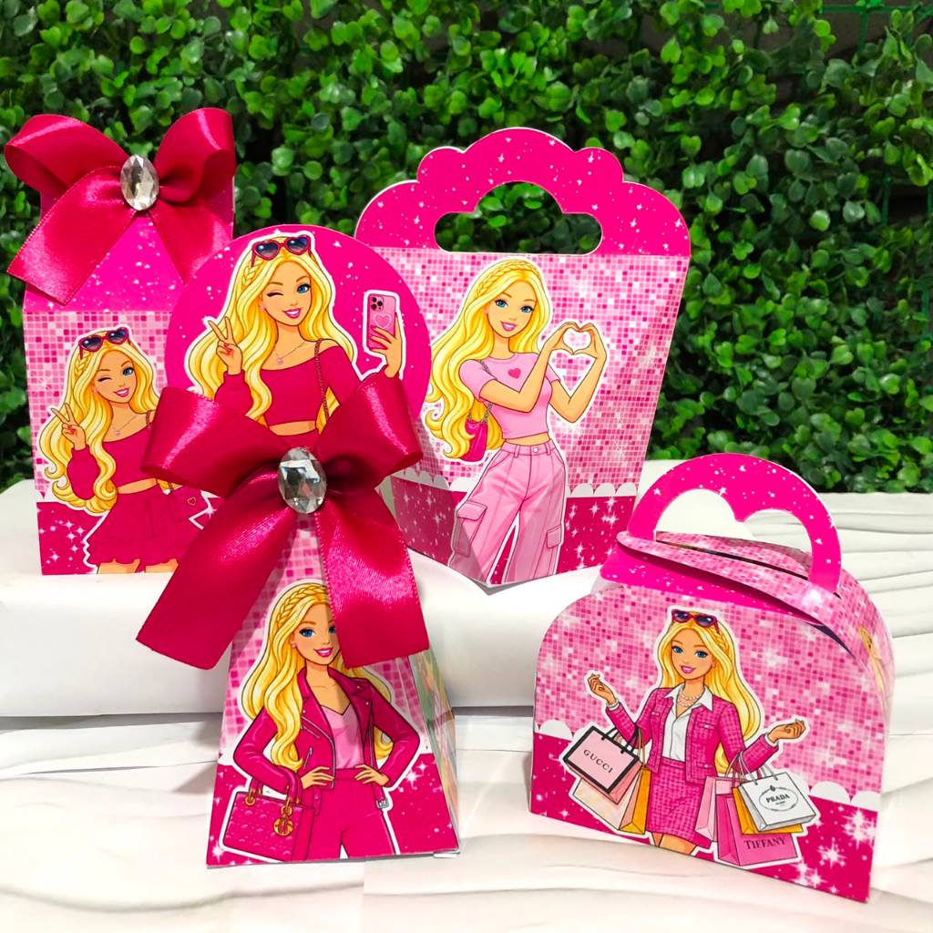 Kit Caixas Personalizadas BARBIE Lembrancinhas Festa Infantil Aniversário Desmontadas