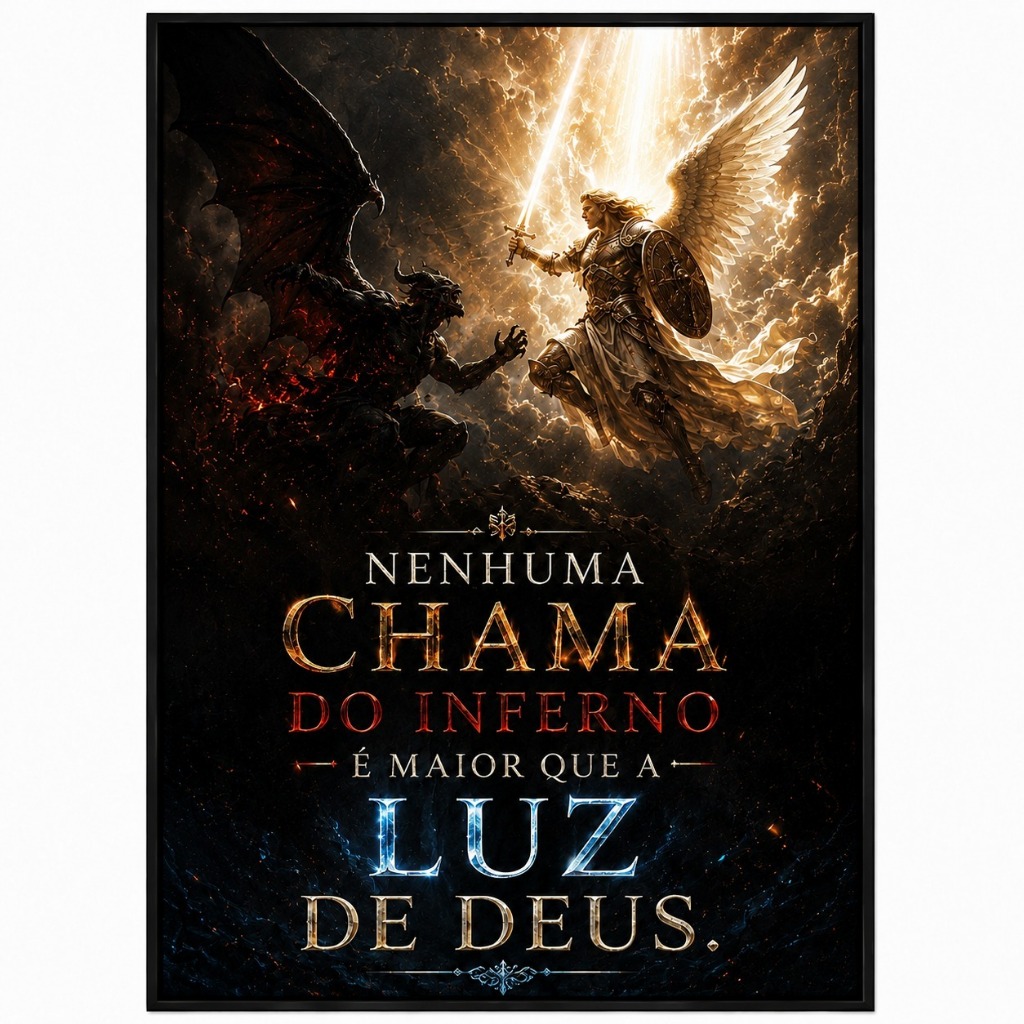 Imagem Quadro Decorativo Arcanjo Miguel Batalha Espiritual Anjo Luz De Deus Motivacional Cristão