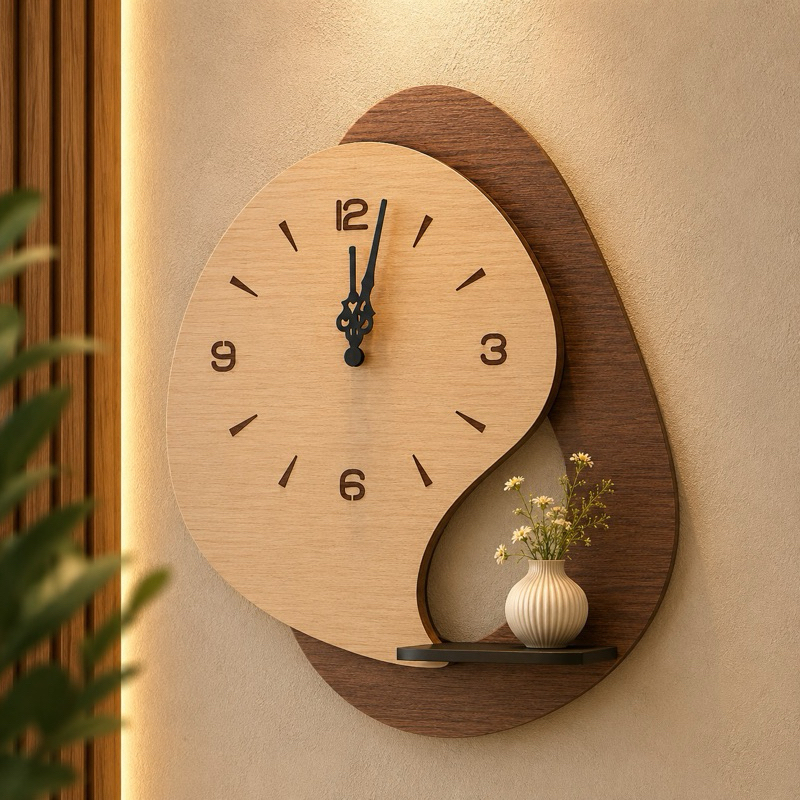 Relógio de Parede Decorativo Com Prateleira Moderno Luxo Sala Quarto Escritório Decoração Últimas Unidades