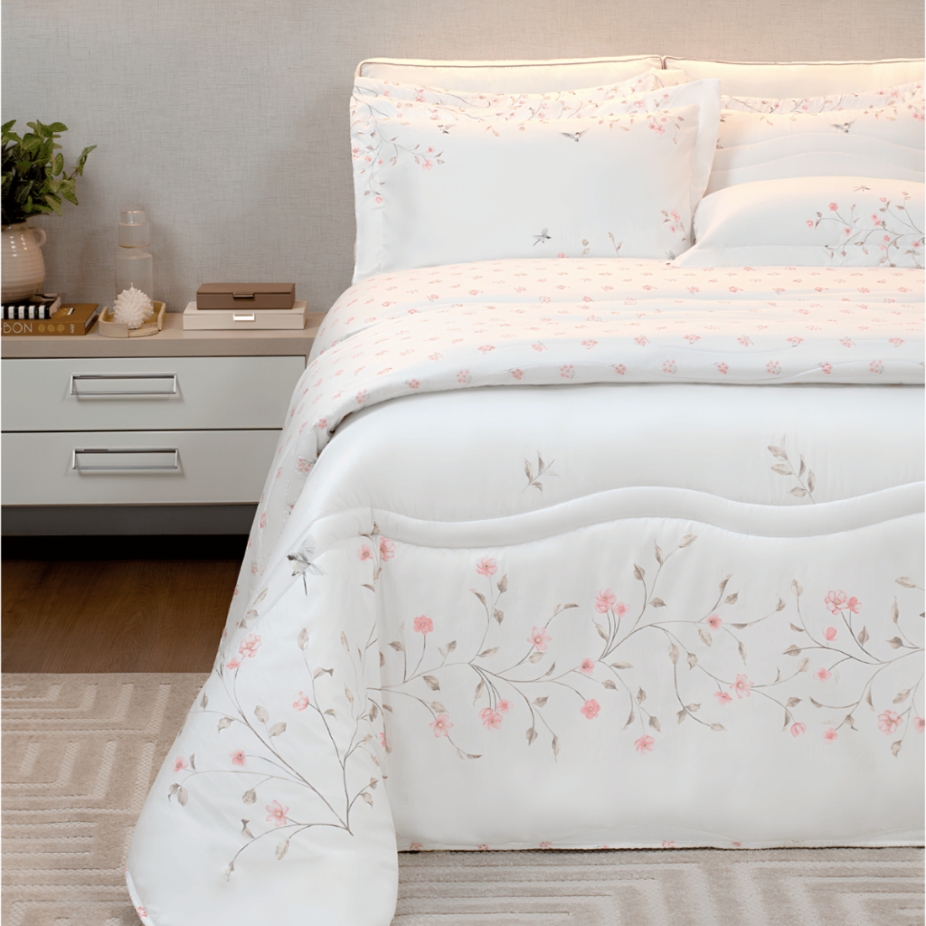 Edredom Encanto Micropercal 200 Fios 100% Poliéster Solteiro Casal Queen King | Envio  Rápido