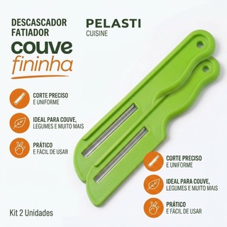 Kit 2 Cortador Fatiador De Couve Manual Picador De Legumes Repolho Verduras Corte Fino E Prático