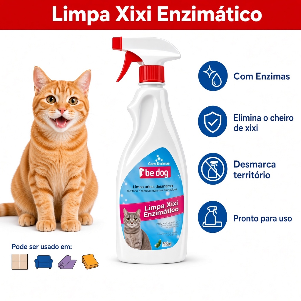Limpa Xixi Gatos Enzimático Be Cat 500ml Removedor Tira Cheiro Urina Desmarca Território 500ml