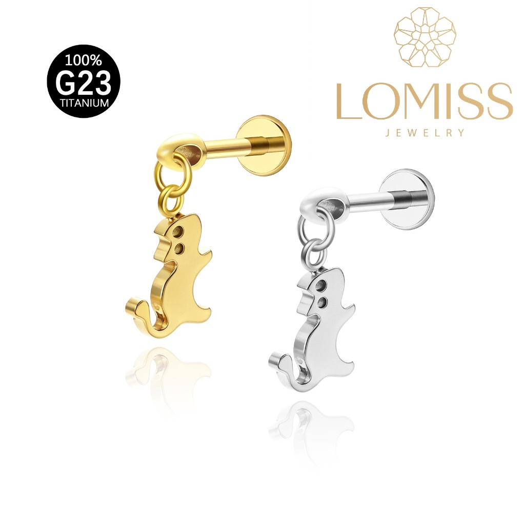 LOMISS 100% Titânio Forma De Fofo Gato Labret Para Tragus Cartilagem Helix Conch Orelha Hipoalergênica