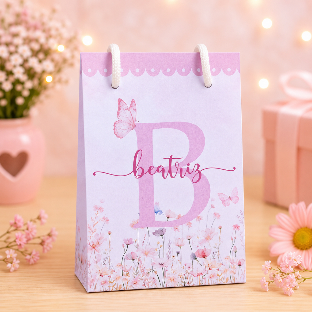 ENVIO RÁPIDO Sacolinha Surpresa Jardim das Borboletas Letra Lembrancinhas  Festa infantil Aniversário