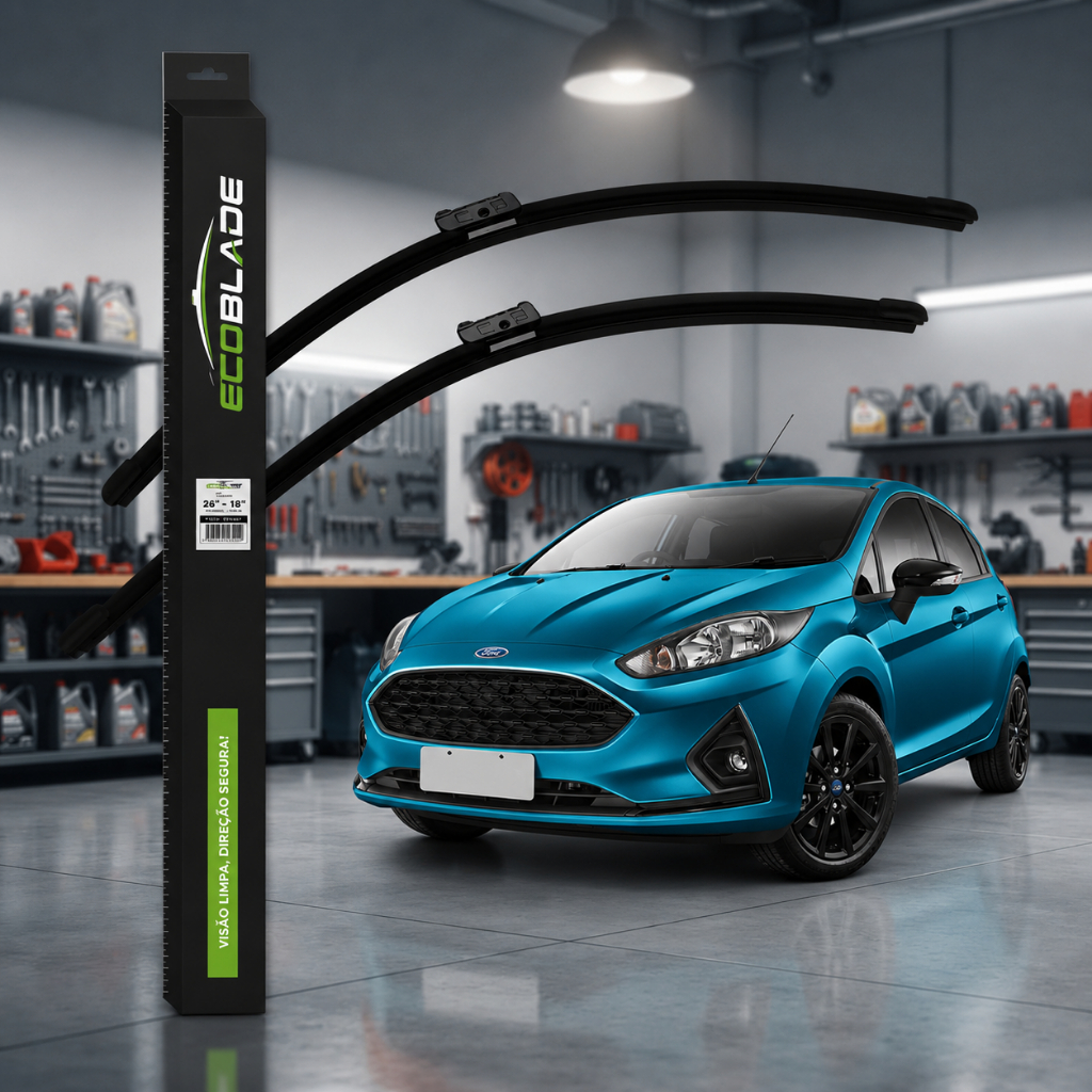 Par de Palhetas Limpador Parabrisa Ecoblade Ford New Fiesta 2013 A 2019 Alta Durabilidade Silicone Silenciosa Premium