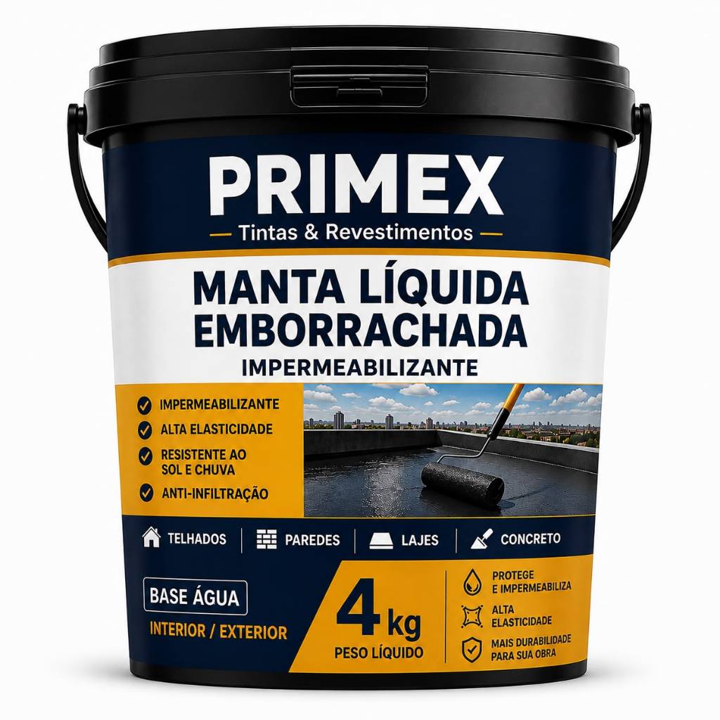 Manta Líquida Emborrachada Impermeabilizante 4kg Para Laje Telhado Parede Anti Infiltração Primex