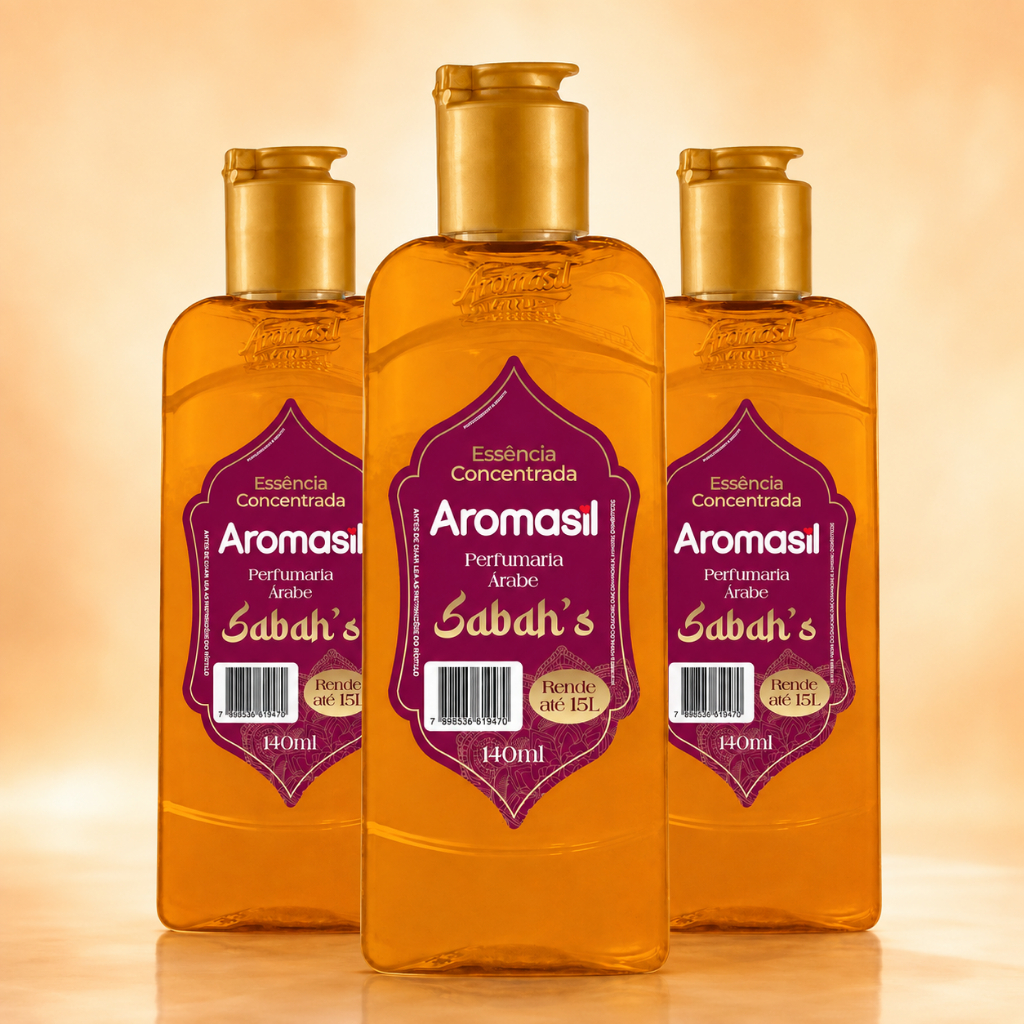 Kit 3 Essências Aromasil Sabah's 140ml Concentradas Perfumaria Árabe para Ambientes