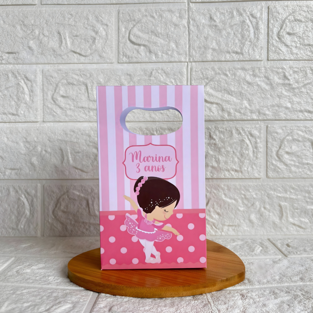 PEGUE E MONTE - Sacolinha Surpresa Personalizada Bailarina - Tamanho PP - Festa Infantil - Aniversário – Lembrancinha