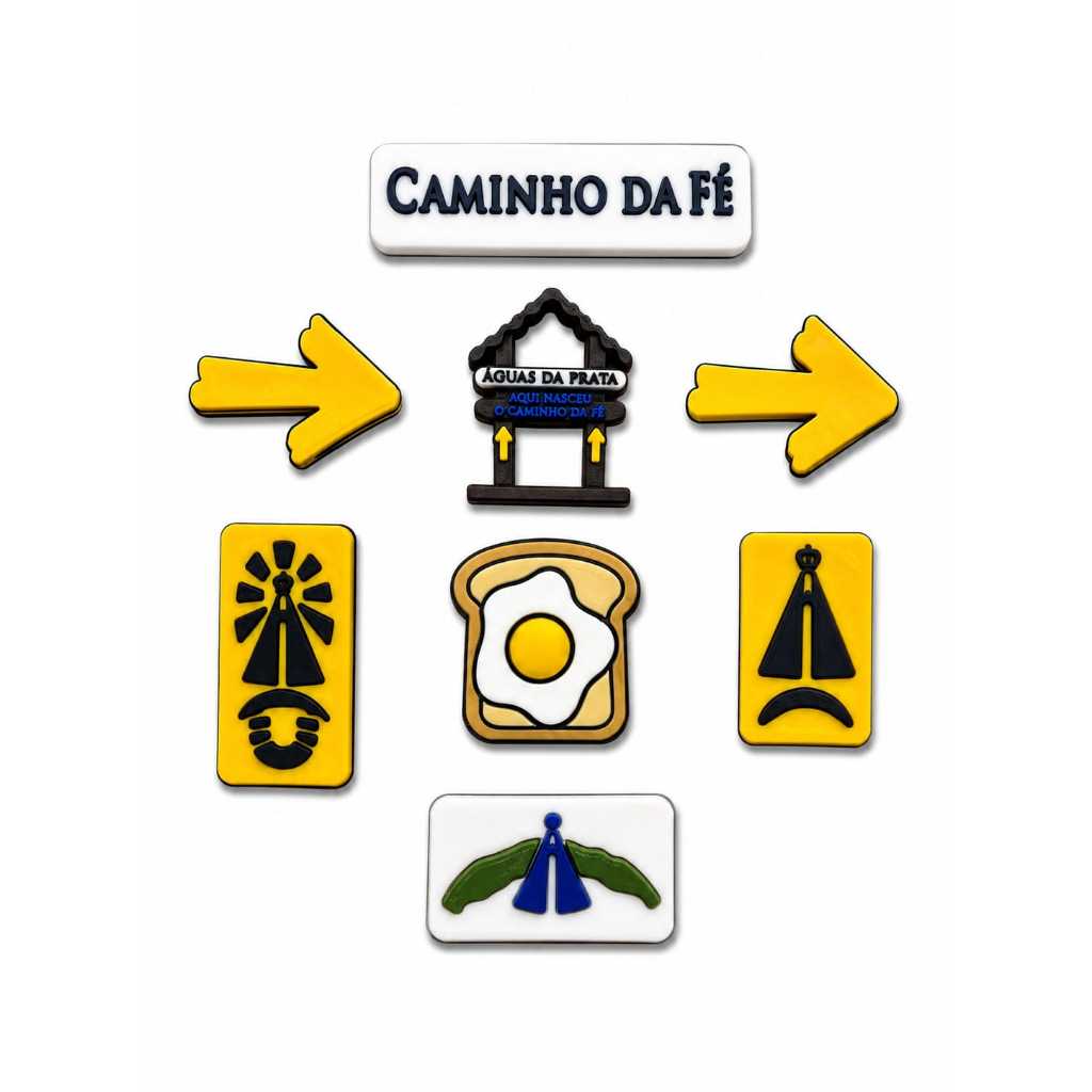 kit Pin para boné mochila e roupa Caminho da Fé 8 unidades
