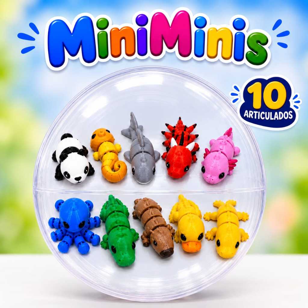 Animais Articulados Kit 10 Bichinhos Colecionáveis Coloridos Miniaturas Brinquedo Fidget Sensorial Presente natal