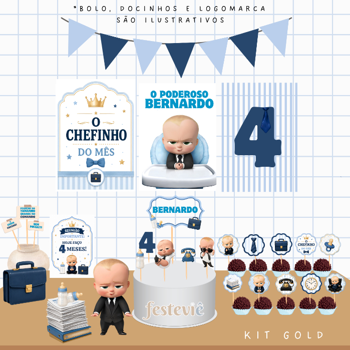 Kit festa poderoso chefinho baby aniversário personalizado chefinha baby mesversário só um bolinho