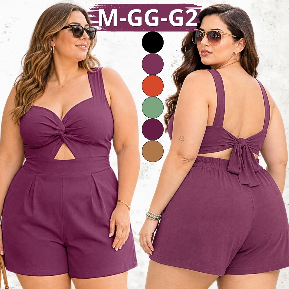 SHORT MACAQUINHO PLUS SIZE FEMININO SOLTINHO MODA VERÃO CONFORTÁVEL REGATA FEMININA BLOGUEIRA ELEGANTE SHORT REGATA LUXO