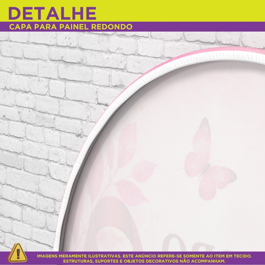 Painel Redondo Outubro Rosa Decorativo Camapnha Conscientização Em Tecido C/Elástico — imagem 2 de 2
