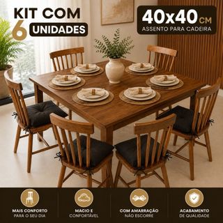 Jogo Com 6 Assento Para Cadeira Futon 40x40cm Liso