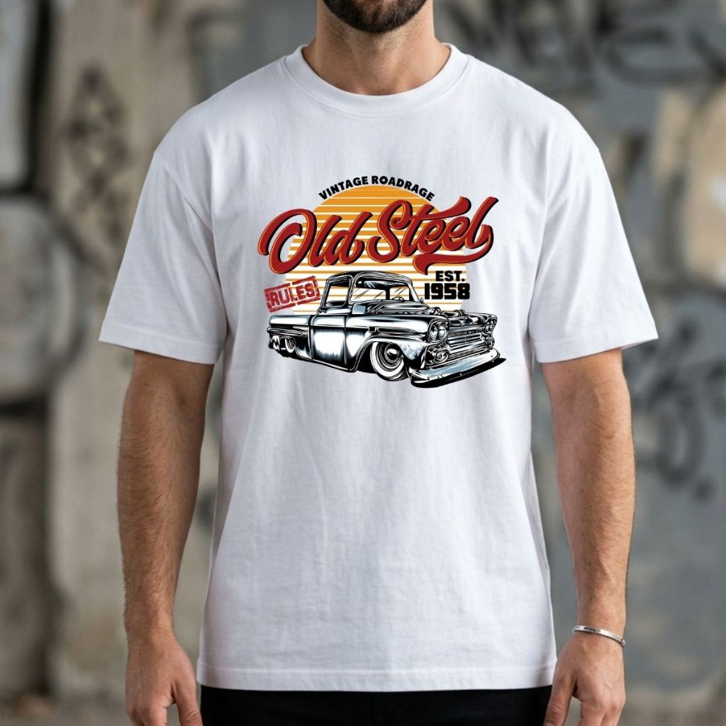 Camiseta 100% Algodão Masculina Caminhonete Clássica Antigo Vintage Blusa Estampa Retrô
