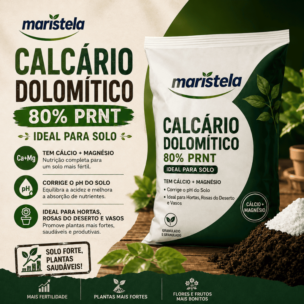 Calcário Dolomítico PRNT 80% Corrige PH Solo Hortas Vasos