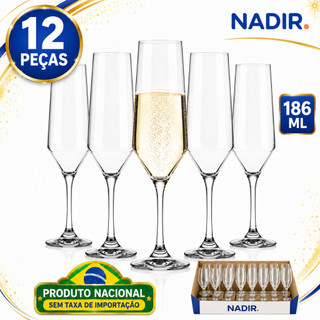 Kit jogo 12 Taças de Champanhe Espumante 186ml Vidro Taça Buffet Nadir Figueiredo taça de vidro